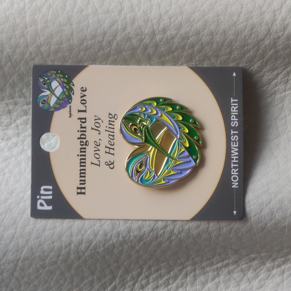 'Hummingbird Love' Pin Indigenous Design by Angel Kimble, Coast Salish